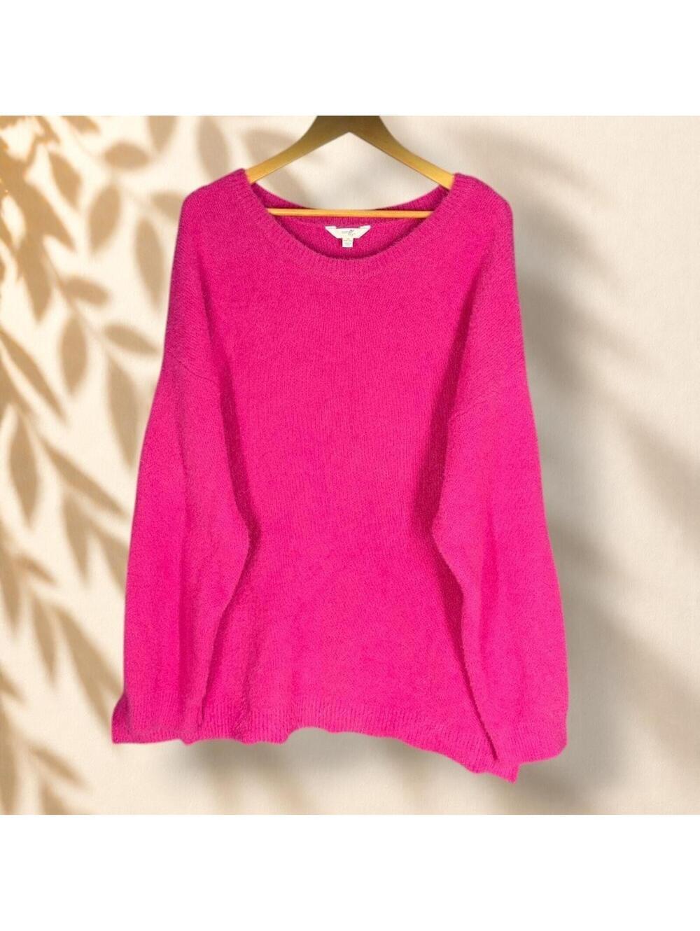 Terra & Sky Sweater Pullover Women 1X Plus Pink Knit Long Sleeve Cozy Soft